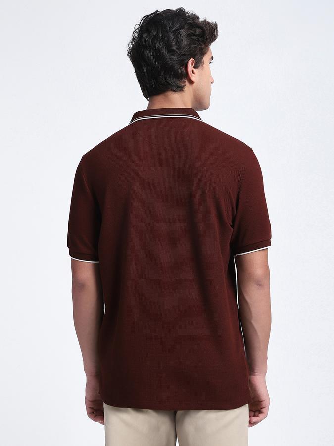 Men Cotton Blend Slim Fit Polo Neck Solid T-shirt