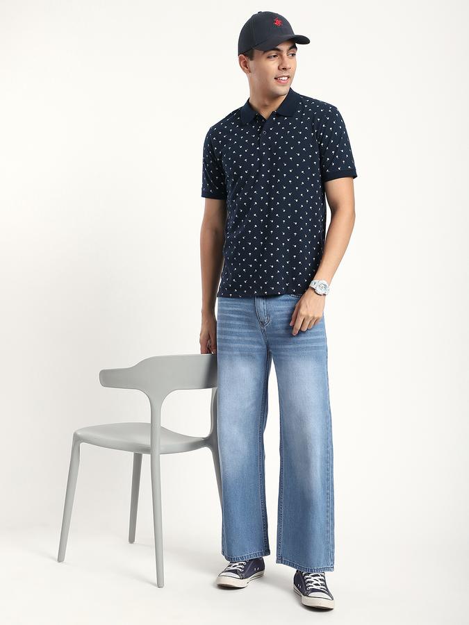 Men Cotton Slim Fit Polo Neck Graphic T-shirt