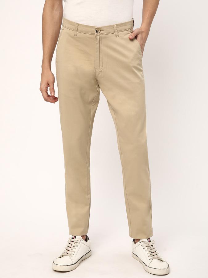 Men Flat-Front Slim Fit Trousers image number 0