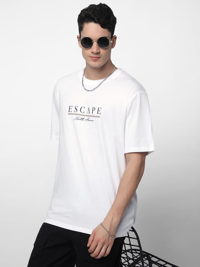 R&B Men's White Printed T-Shirt