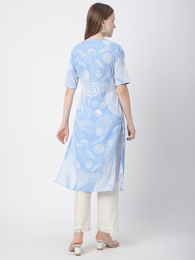 Women Crepe Regular Fit Henley Neck Printed Kurta