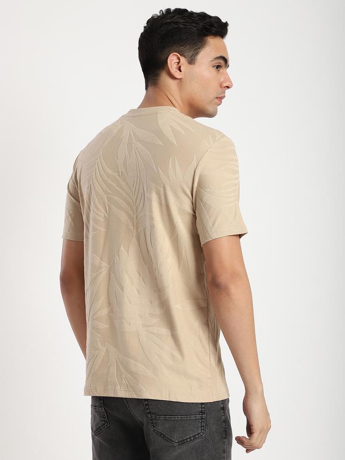 Men Cotton Regular Fit Crew Neck Tropical Print T-shirt