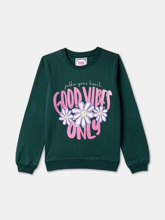 Girls Graphic Regular Fit Long Sleeve Crew Neck SweaT-Shirt