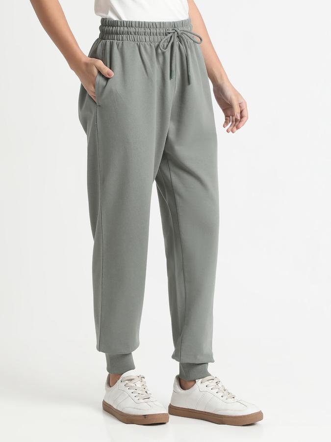 Women Cotton Regular Fit Drawstring Waist Solid Trackpants