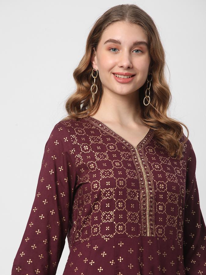 R&B Women's Plum Embellished Kurta