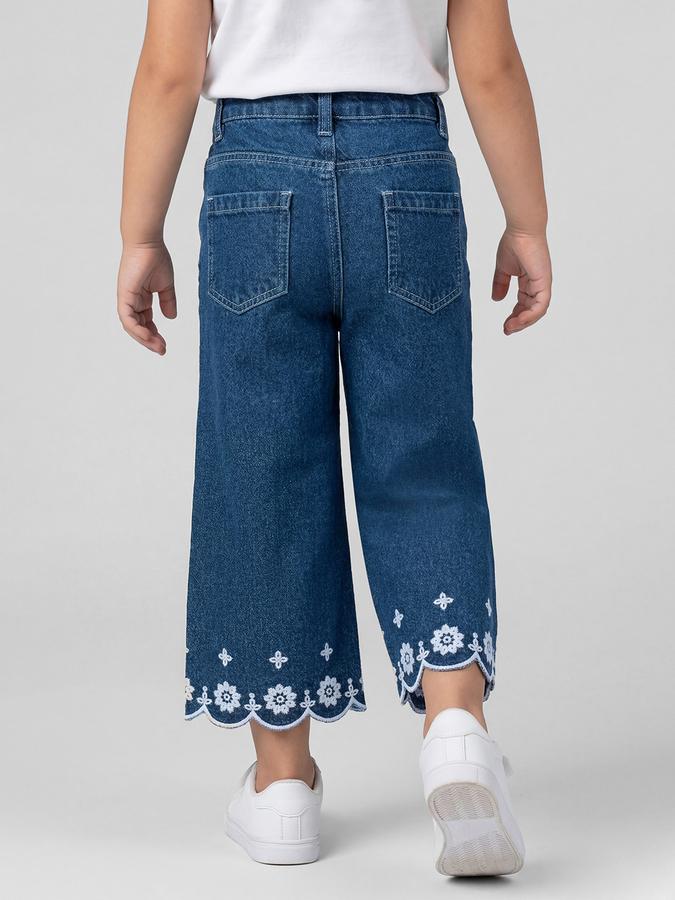R&B Navy Blue Solid Girls Mid-Rise Regular Fit Jeans