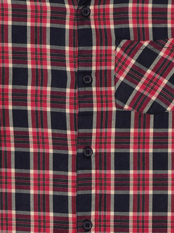 Boys Cotton Regular Fit Long Sleeve Plaid Shirt