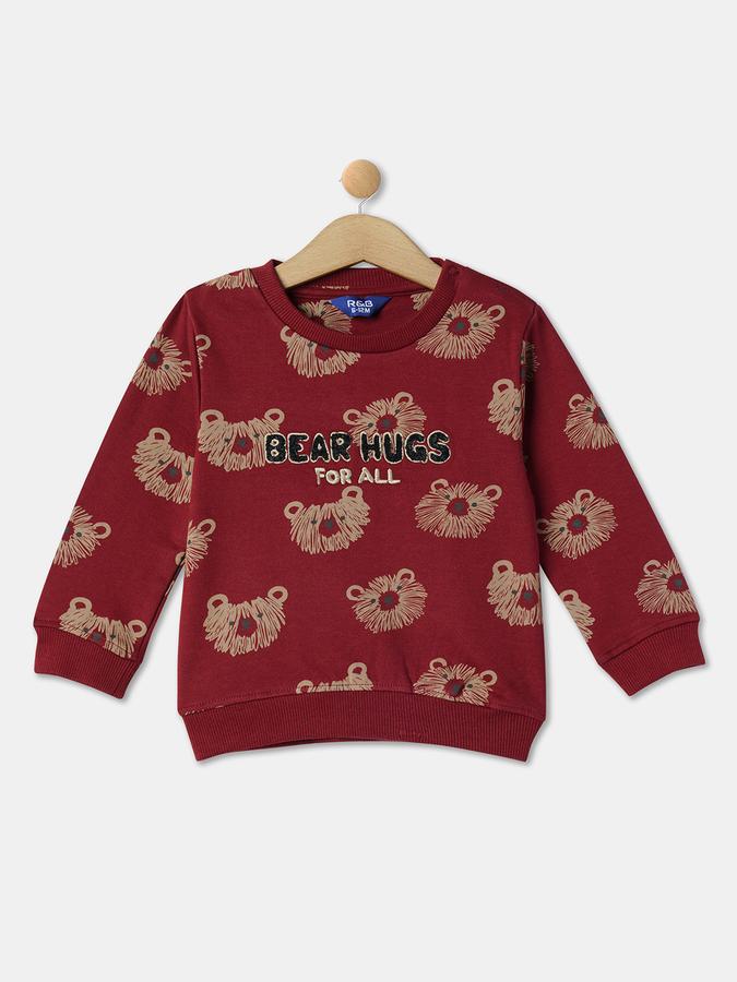 Boys Bear Print Round-Neck T-Shirt & Pants Set image number 2