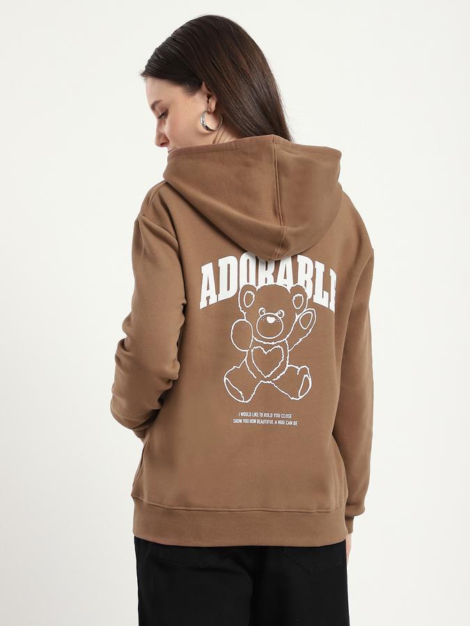 Women Cotton Blend Regular Fit Hooded Graphic Sweatshirt