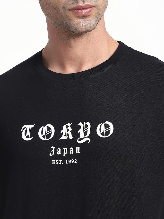 R&B Men's Black Printed T-Shirt