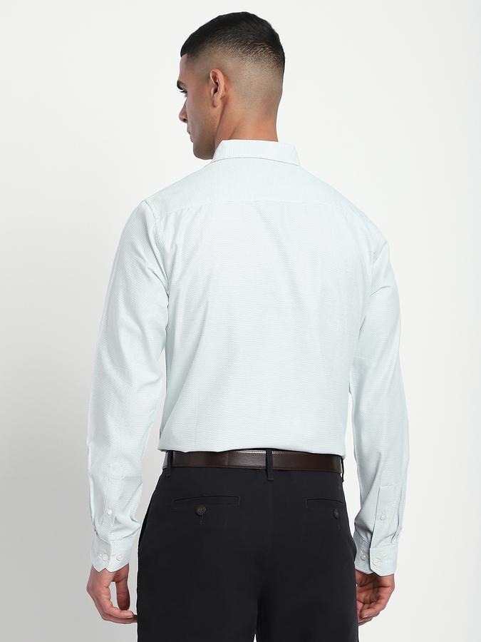 Men Cotton Blend Slim Fit Button-Down Collar Textured Shirt