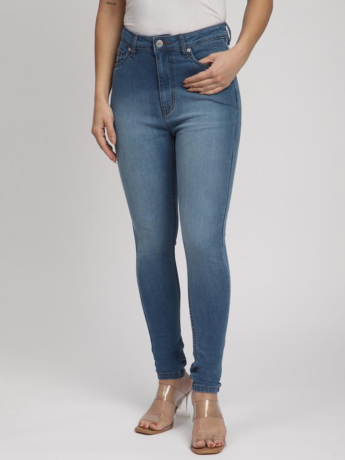 Women Stretch Denim Slim Fit High Rise Faded Jeans