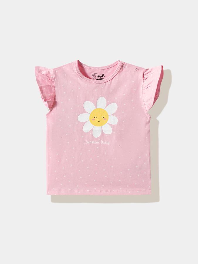 Girls Cotton Regular Fit Crew Neck Graphic T-shirt