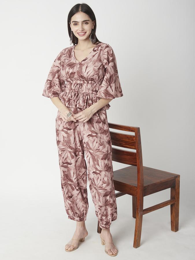 Women Viscose Peplum V Neck Printed Ethnic Top