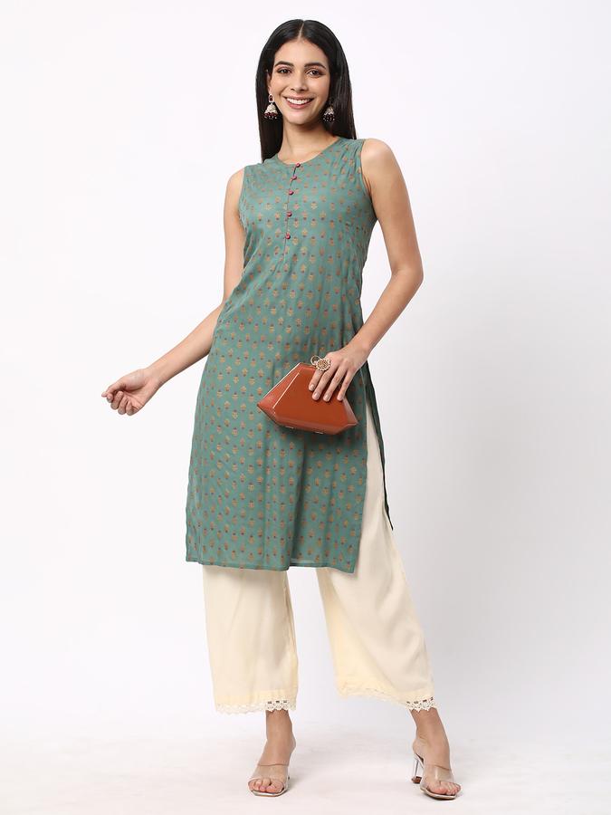 R&B Women's Printed Regular Straight Kurta Sleeveless image number 1