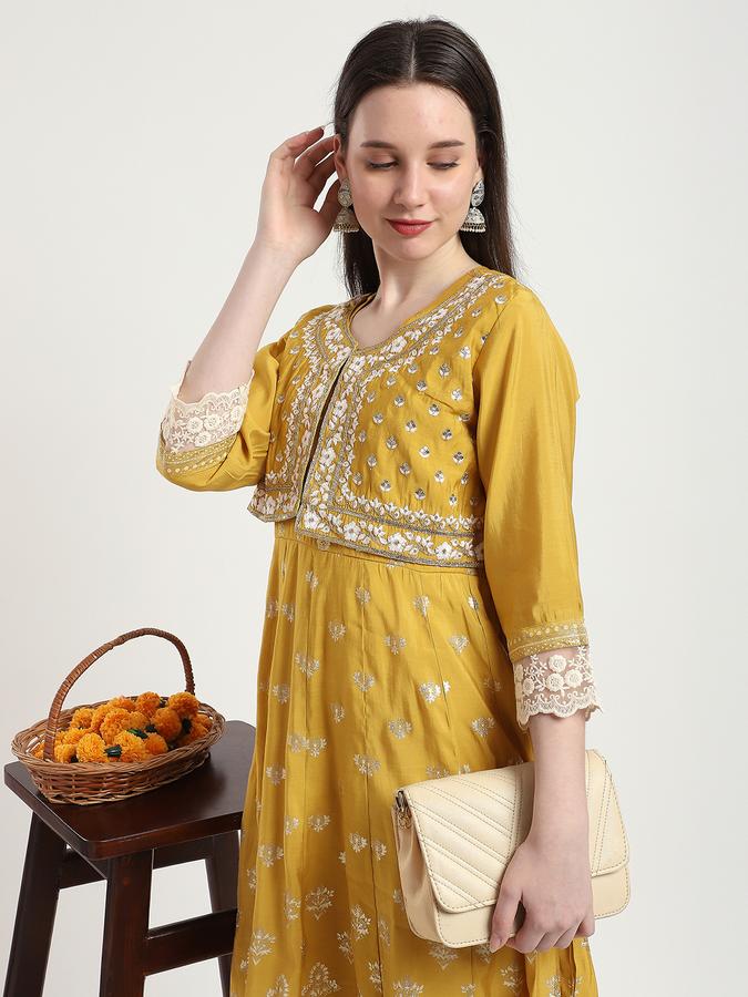 Women Viscose Embroidered Anarkali Ethnic Dress