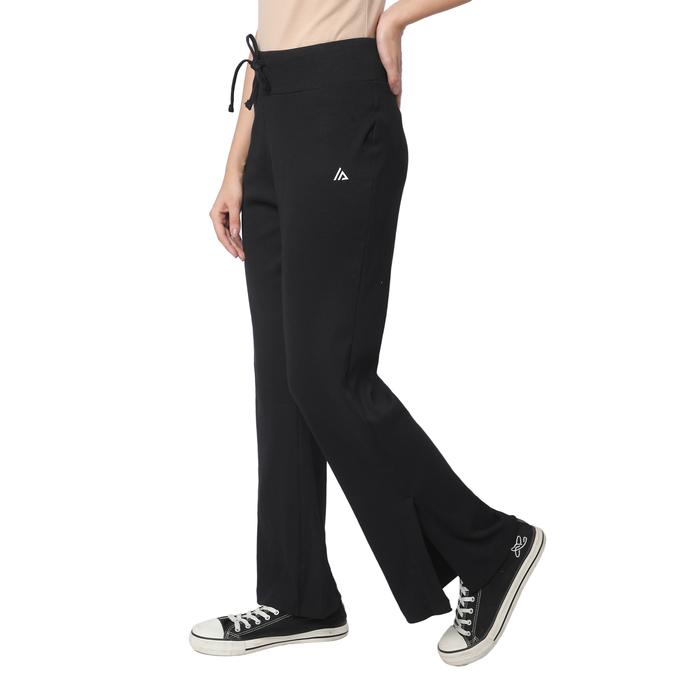 R&B Women Black Solid Flared Trousers