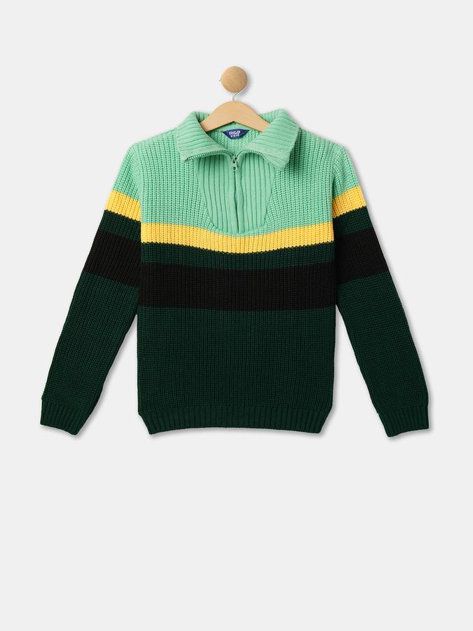 R&B Boys' Grey Colourblocked Sweater