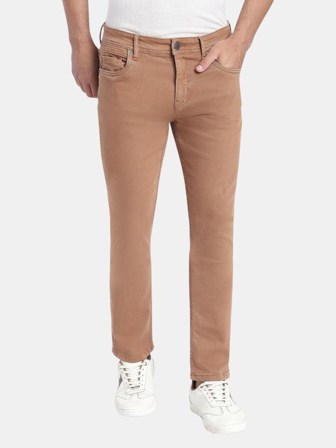 R&B Khaki Slim Fit Men Mid Rise Jeans