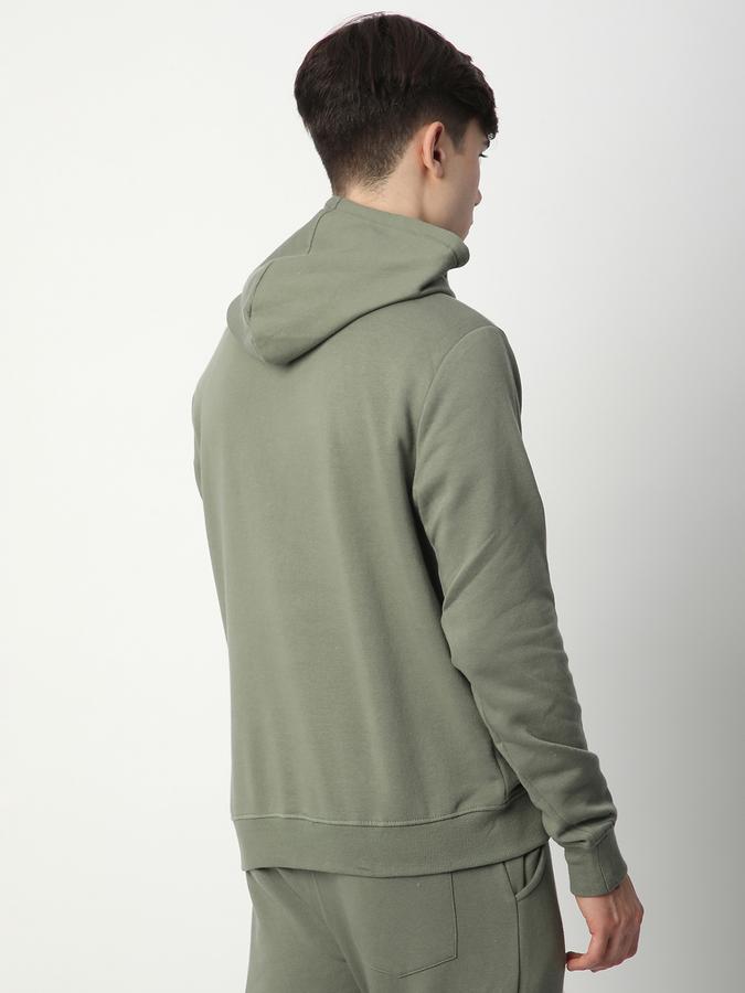 Men Fleece Regular Fit Hooded Solid Sweatshirt