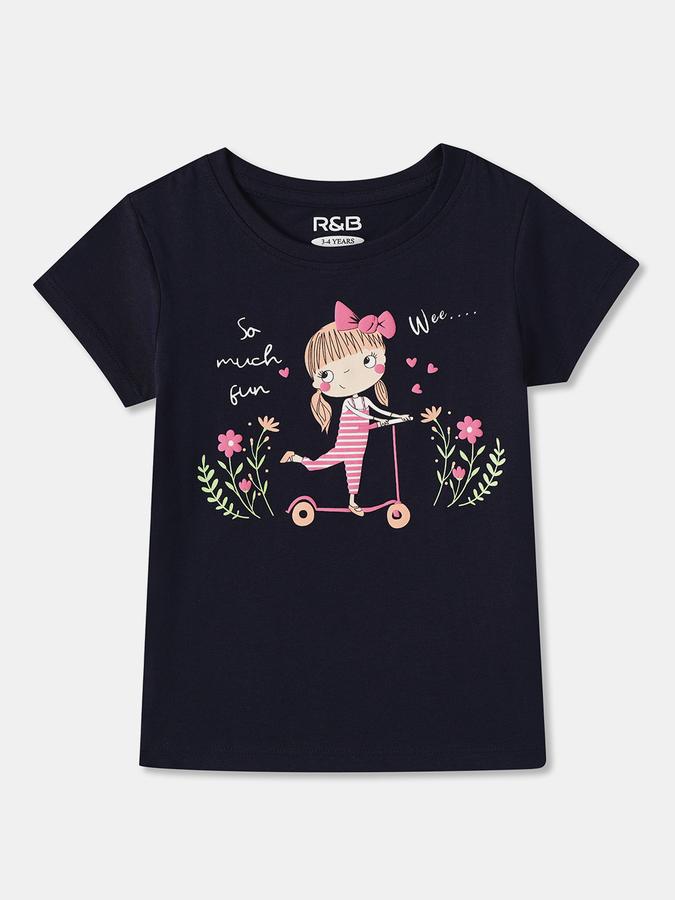 R&B Girls Graphic Print Pure Cotton Regular T Shirt