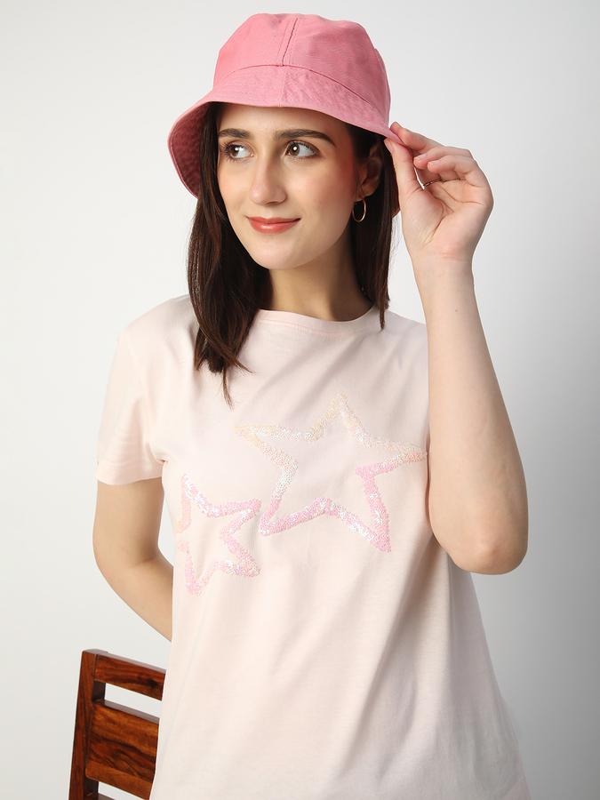 Self Design Women Round Neck T-Shirt image number 0