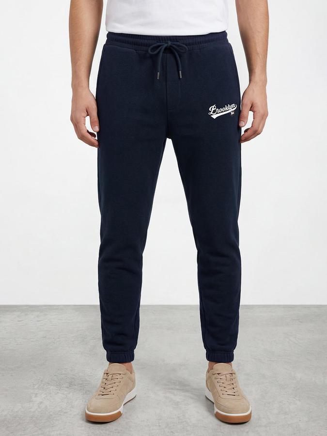 R&B Men Navy Blue Regular Fit Graphic Track Pants 
