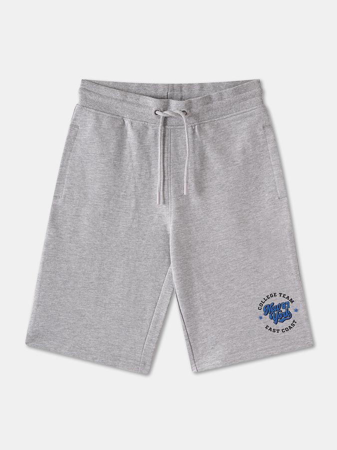 Boys Cotton Graphic Print Drawstring Waist Clean Hem Shorts