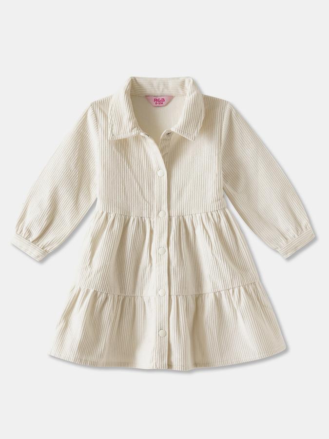 Girls Cotton Regular Fit Collar Neck Tiered Dress