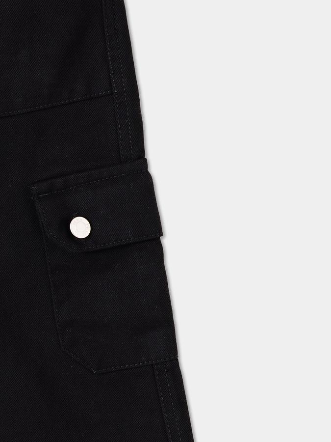 Solid Cargo Pants with Button Closure image number 3
