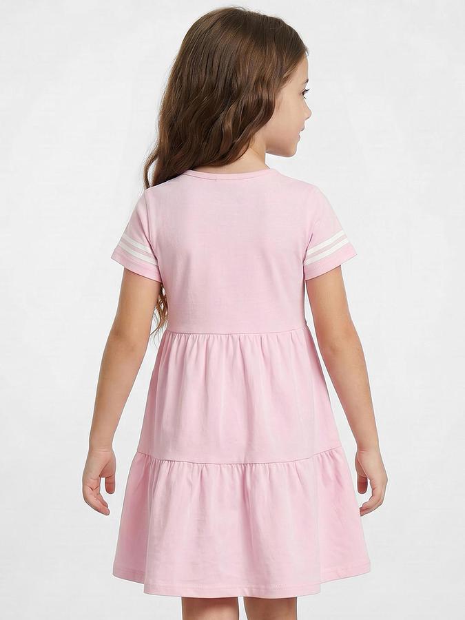 R&B Pink Cotton Printed Girls Dresses