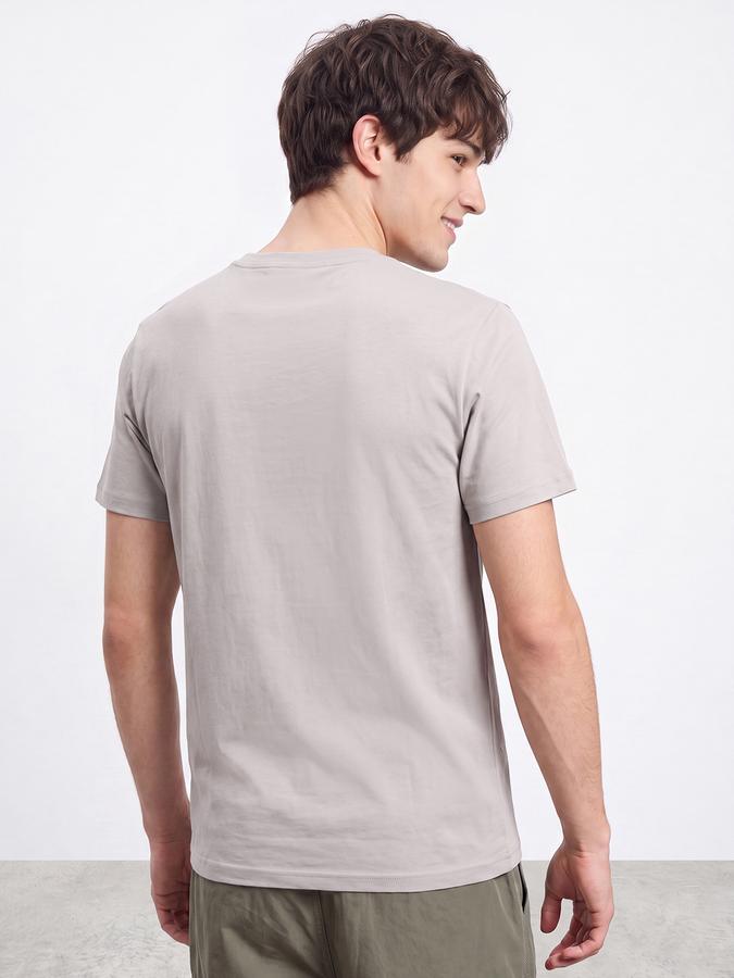 R&B Men Vapor Grey Graphic Print Short Sleeves Pure Cotton Tshirt