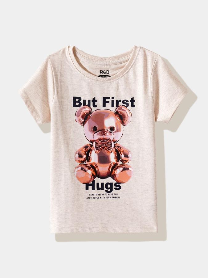 Girls Cotton Regular Fit Crew Neck Graphic T-shirt