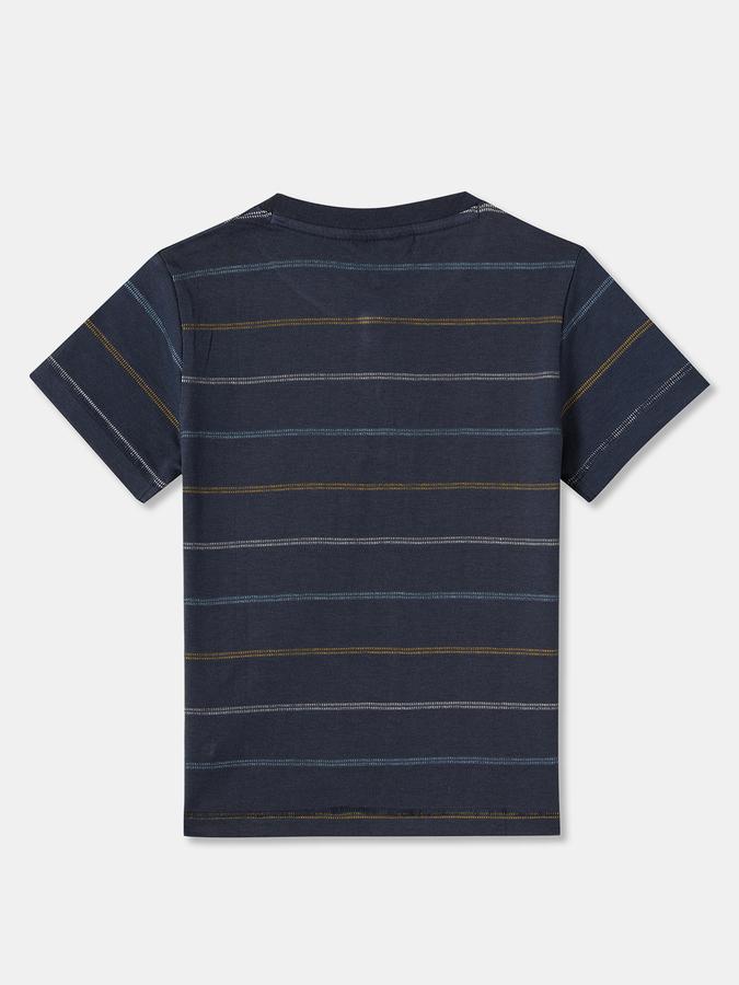 Striped T-Shirt with Henley Neck and Short Sleeves image number 1