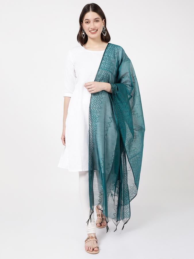 R&B Women's Teal Printed Dupatta