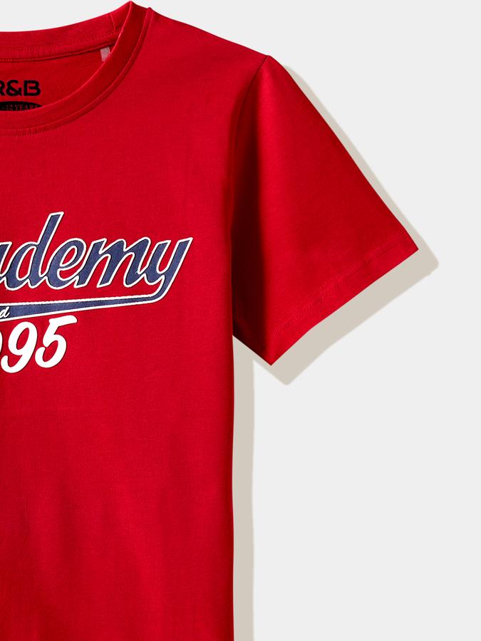 Boys Cotton Regular Fit Crew Neck Graphic T-shirt