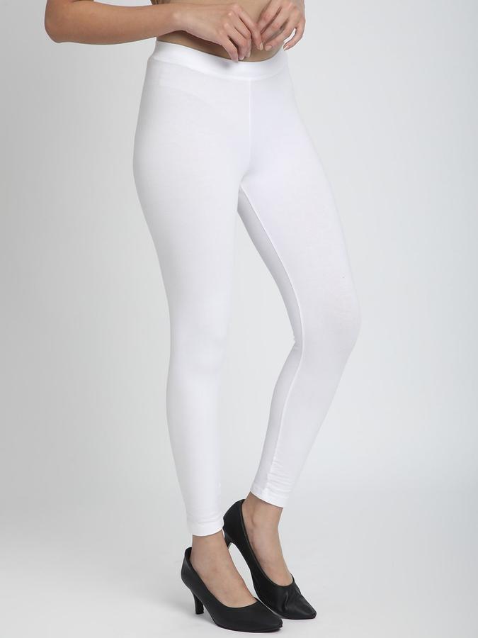 R&B Women White Solid Leggings