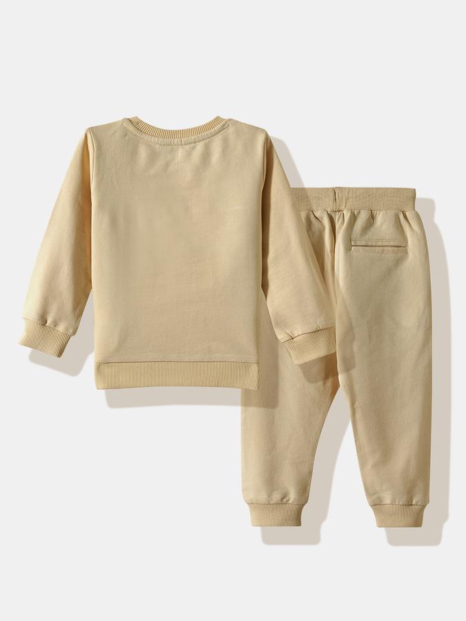 Boys Cotton Embroidered Sweatshirt And Drawstring Joggers Set