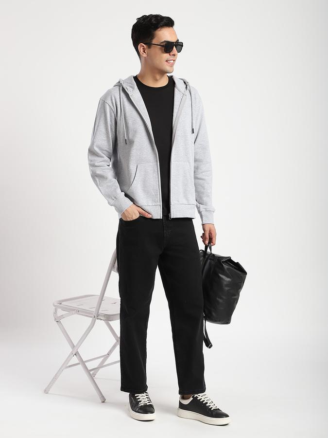 Men Fleece Regular Fit Hooded Jacket