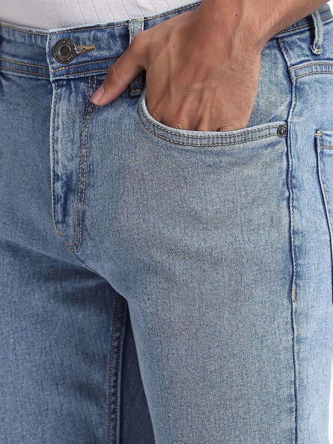 R&B Men Sky Blue Slim Fit Mid-Rise Jeans