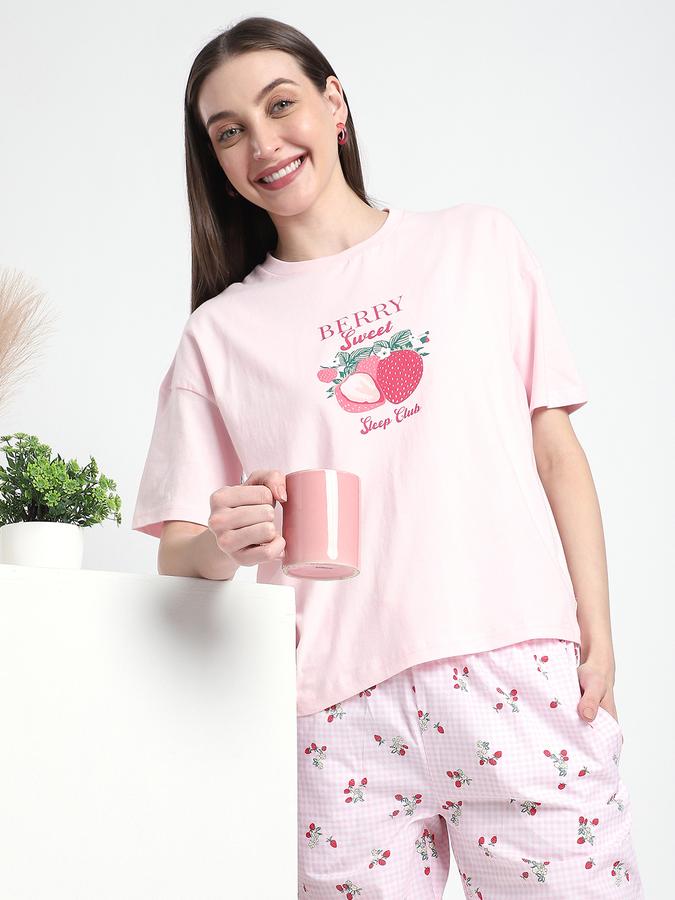 Boys Cotton Regular Fit Crew Neck Printed Sleepwear Set