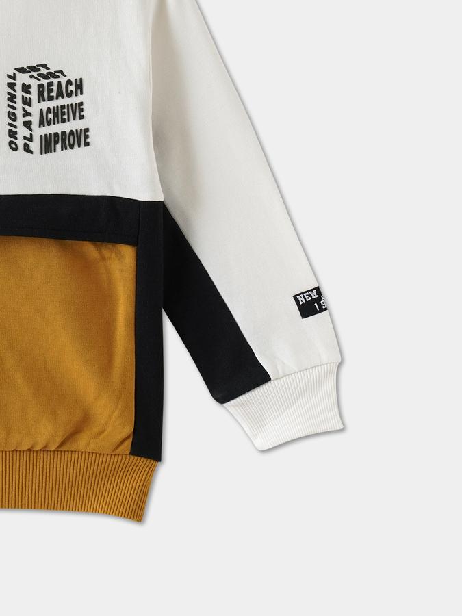 Boys Cotton Blend Relaxed Fit Hooded Colorblock Hoodie