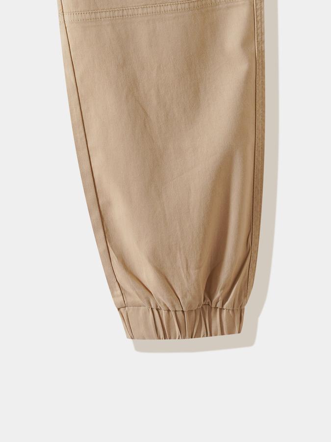 Boys Twill Tapered Drawstring Waist Cuffed Trousers