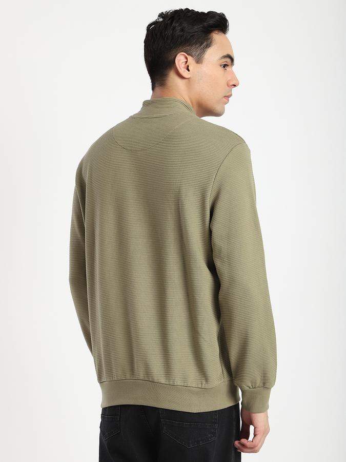 Men Cotton Blend Regular Fit Quarter Zip Solid Sweatshirt