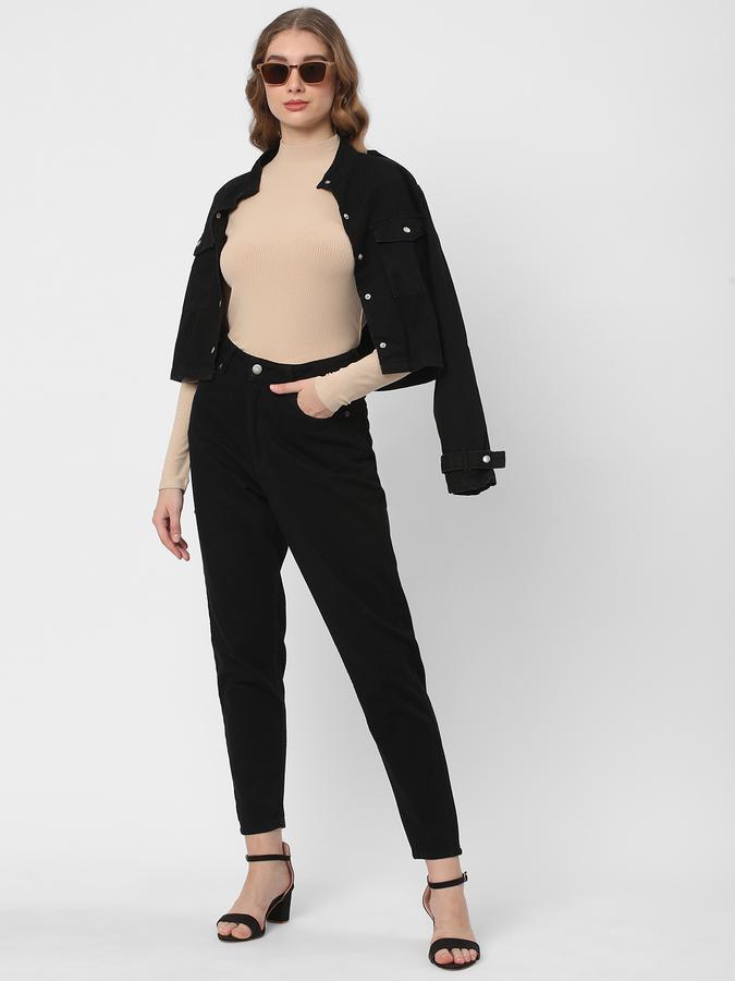 Women Ribbed Regular Fit High-Neck Top image number 1