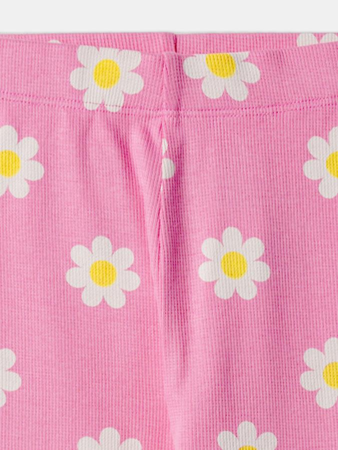 Girls Floral Print Leggings with Elasticated Waist image number 3