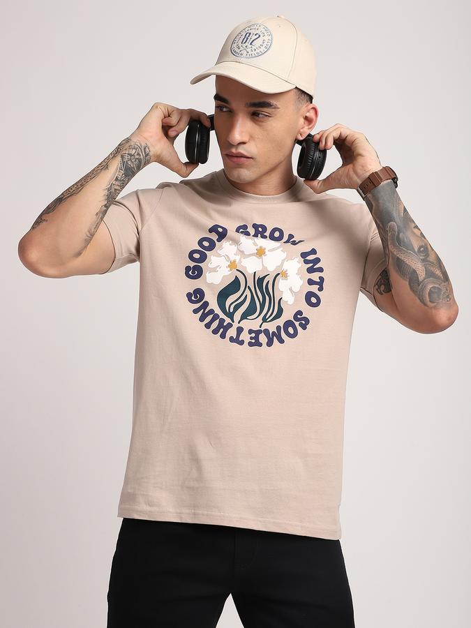 Men Cotton Regular Fit Crew Neck Graphic T-shirt