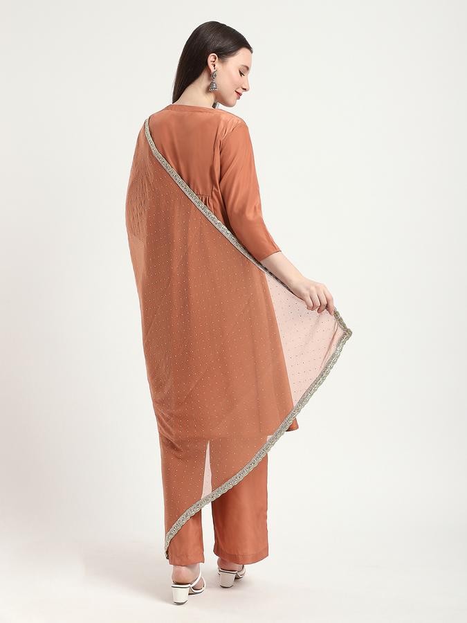 Women Poly Blend Embroidered Kurta and Palazzo Set