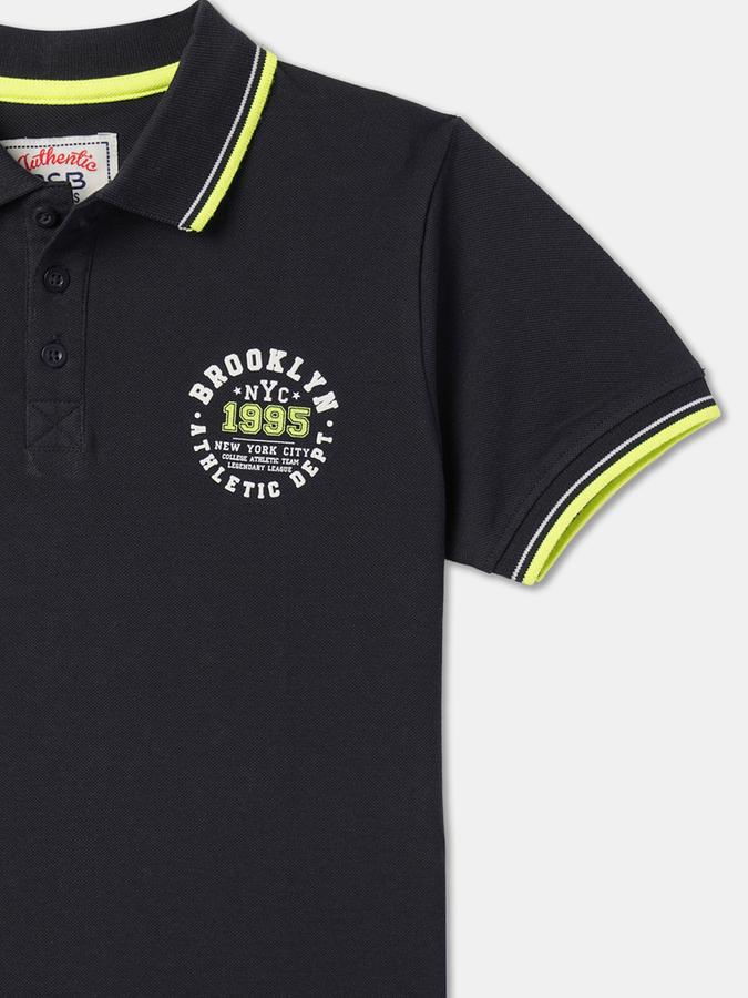 R&B Boys Typographic Print Relaxed Fit Polo T-Shirt image number 2