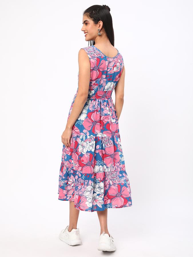 Women Cotton Regular Fit Round Neck Printed Kurta